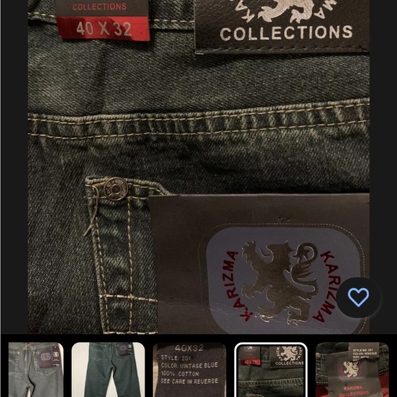 Karizma Collections  Men's Jeans Size 40/32 Vintage Blue Wash - Picture 15 of 16